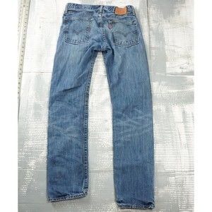Levis Jeans mens 32 x 34 513 slim straight flex jeans leather patch medium wash